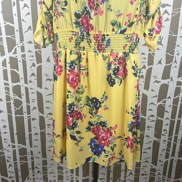 Floral Print Puff Sleeve Chiffon Dress L - Picture 10 of 10